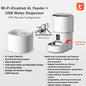 Automatic Pet Cat, Dog Feeder 4L Tuya APP Remote WIFI Stainless Steel Bowl + 5V USB Water Dispenser