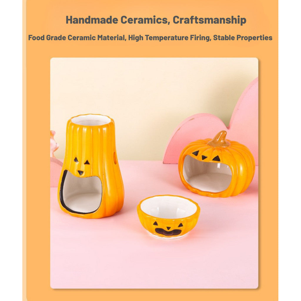 Hamster Ceramic Hideout Nest Cute Pumpkin Halloween Design