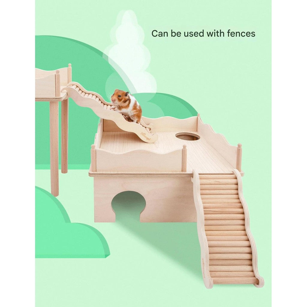 Niteangel Hamster Wooden Platforms Ladder Hideout Water Bottle Holder Bathroom Toilet Fences Accessories