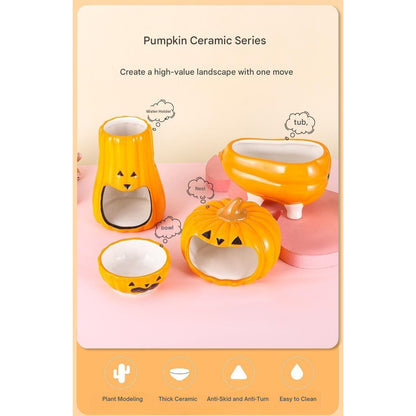 Hamster Ceramic Hideout Nest Cute Pumpkin Halloween Design