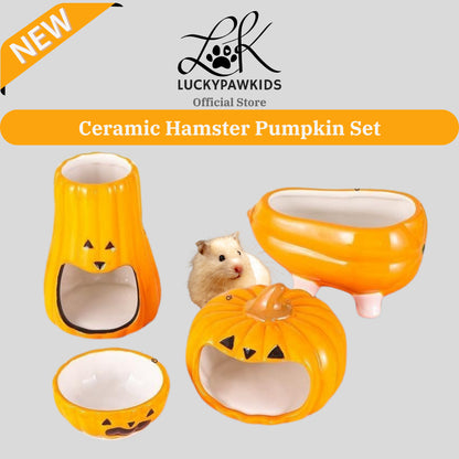 Hamster Ceramic Hideout Nest Cute Pumpkin Halloween Design