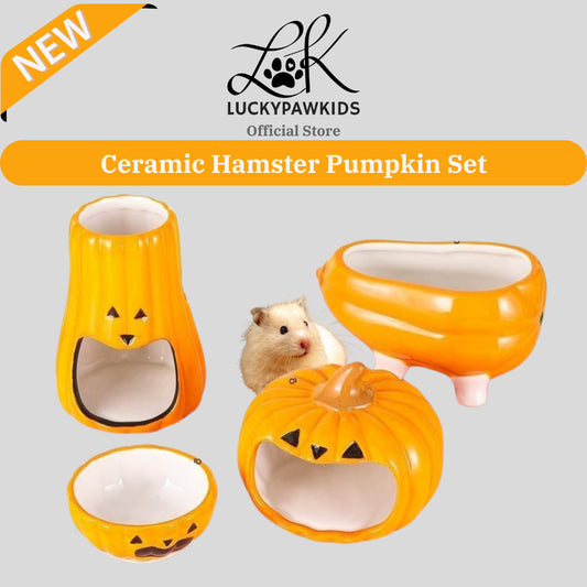 Hamster Ceramic Hideout Nest Cute Pumpkin Halloween Design