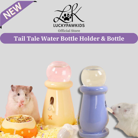 Tail Tale Hamster Ceramic Water Bottle Holder / Water Bottle 110ml Anti Leak Anti Drip