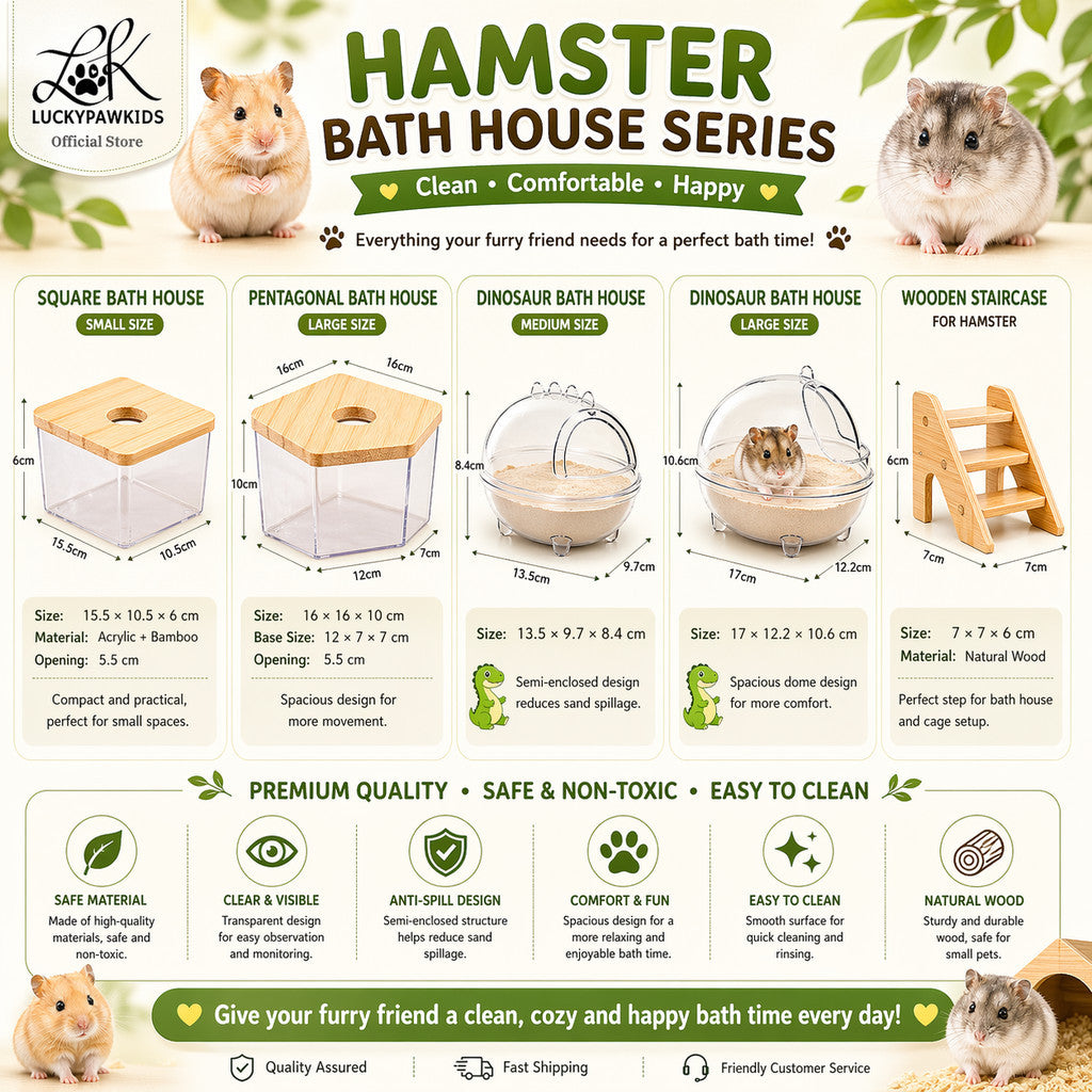 Hamster Sand Bath House – Transparent Acrylic Anti-Spill Bathroom for Small Pets