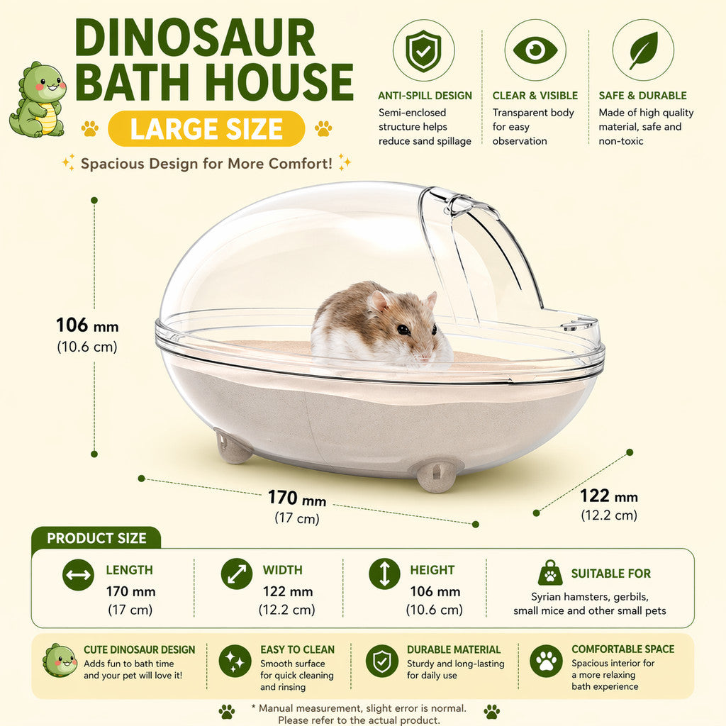 Hamster Sand Bath House – Transparent Acrylic Anti-Spill Bathroom for Small Pets