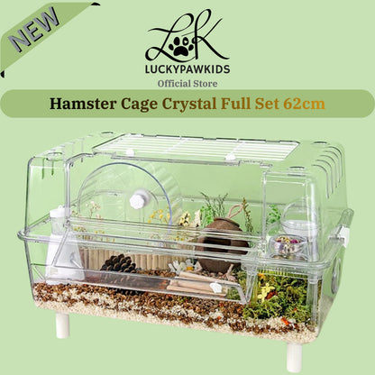 Hamster Cage Crystal Full Set 62cm Acrylic Hamster Cage Transparent Hamster Cage