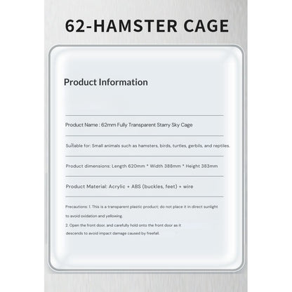 Hamster Cage Crystal Full Set 62cm Acrylic Hamster Cage Transparent Hamster Cage