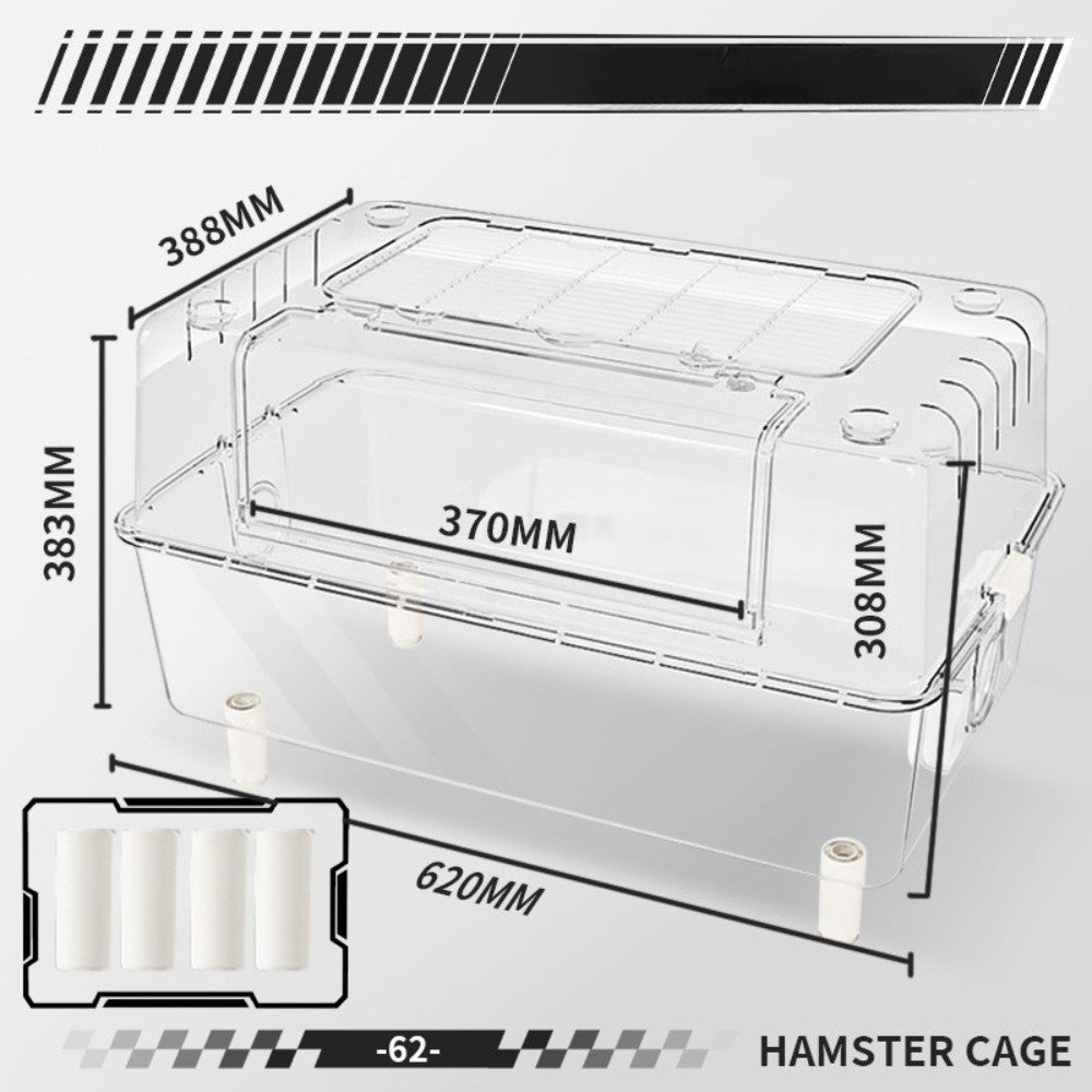 Hamster Cage Crystal Full Set 62cm Acrylic Hamster Cage Transparent Hamster Cage