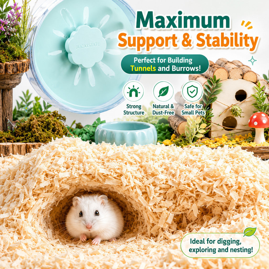 Bucatstate Poplar Wood Shaving 1kg Mid Cut Natural & Clean Bedding for Hamsters and Small Pets Burrowing Low Dust