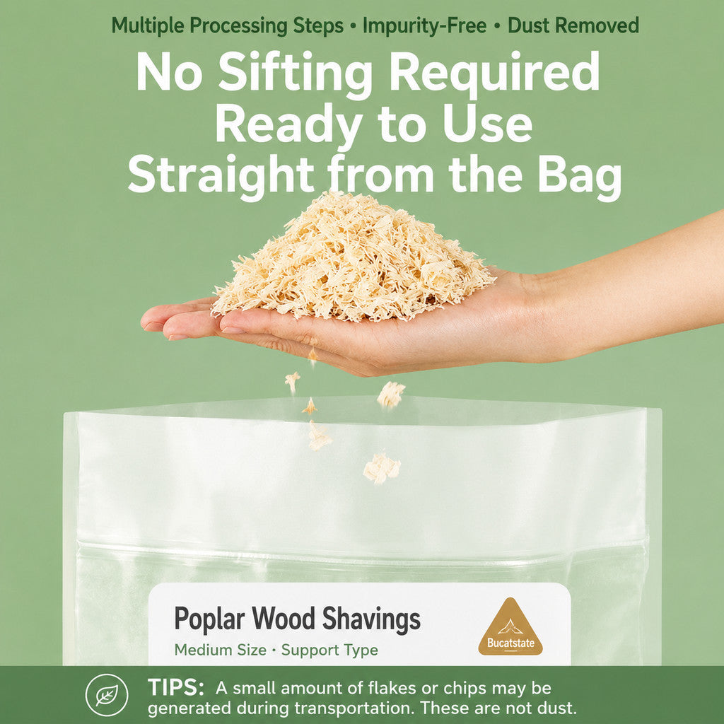 Bucatstate Poplar Wood Shaving 1kg Mid Cut Natural & Clean Bedding for Hamsters and Small Pets Burrowing Low Dust