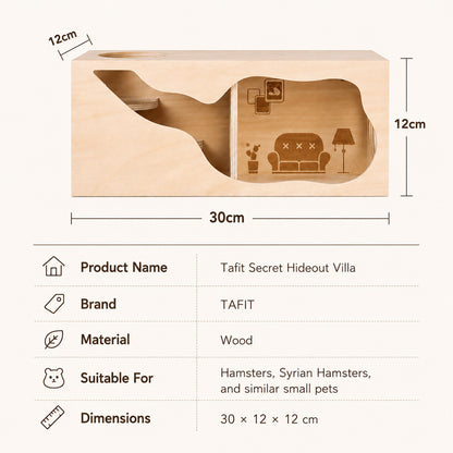 Tafit Wooden Hamster Hideout Villa | Modular Tunnel House for Syrian Hamsters & Small Pets