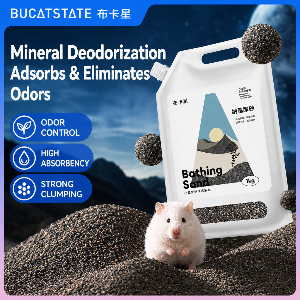 BUCATSTATE Hamster Bathing Sand & Toilet Sand | Low Dust | Odor Control | Strong Clumping | Plant Sand | Urine Sand