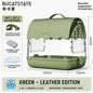 BUCATSTATE Portable Bird & Small Pet Carrier Cage – Green Leather Edition | Transparent Travel Cage