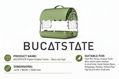BUCATSTATE Portable Bird & Small Pet Carrier Cage – Green Leather Edition | Transparent Travel Cage