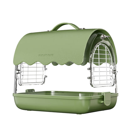 BUCATSTATE Portable Bird & Small Pet Carrier Cage – Green Leather Edition | Transparent Travel Cage