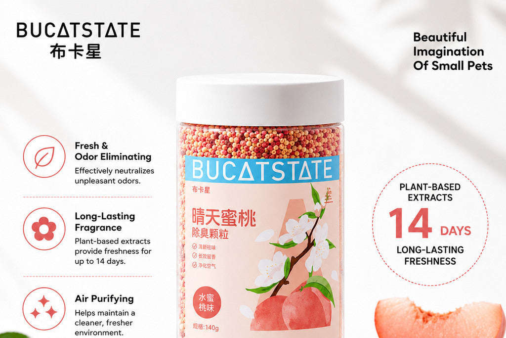 BUCATSTATE Small Pet Deodorizing Granules 140g – Long-Lasting Odor Control for Hamsters, Rabbits & Guinea Pigs