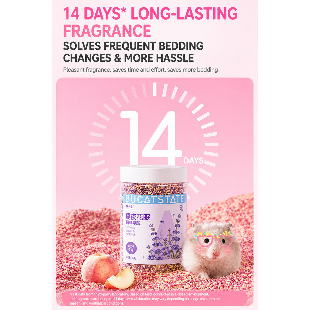 BUCATSTATE Small Pet Deodorizing Granules 140g – Long-Lasting Odor Control for Hamsters, Rabbits & Guinea Pigs
