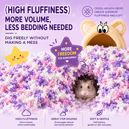 BUCATSTATE Hamster Starry Sky Paper Bedding 400g – Ultra-Fluffy, Dust-Free & Highly Absorbent Small Pet Bedding