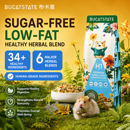 BUCATSTATE H1 | H2 Freeze-Dried Complete Hamster Food with Premium Freeze-Dried Ingredients Probiotic Complex