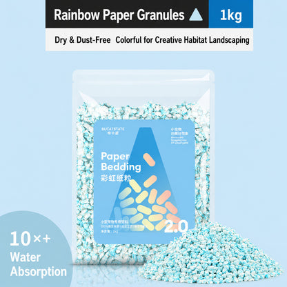 BUCATSTATE Rainbow Paper Granules 1kg – 10× Absorbent Dust-Free Bedding for Hamsters & Small Pets