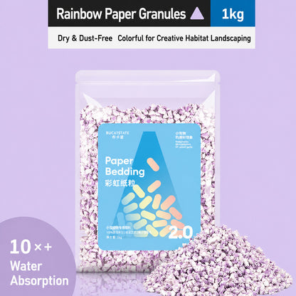BUCATSTATE Rainbow Paper Granules 1kg – 10× Absorbent Dust-Free Bedding for Hamsters & Small Pets