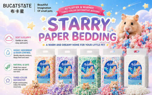 BUCATSTATE Hamster Starry Sky Paper Bedding 400g – Ultra-Fluffy, Dust-Free & Highly Absorbent Small Pet Bedding