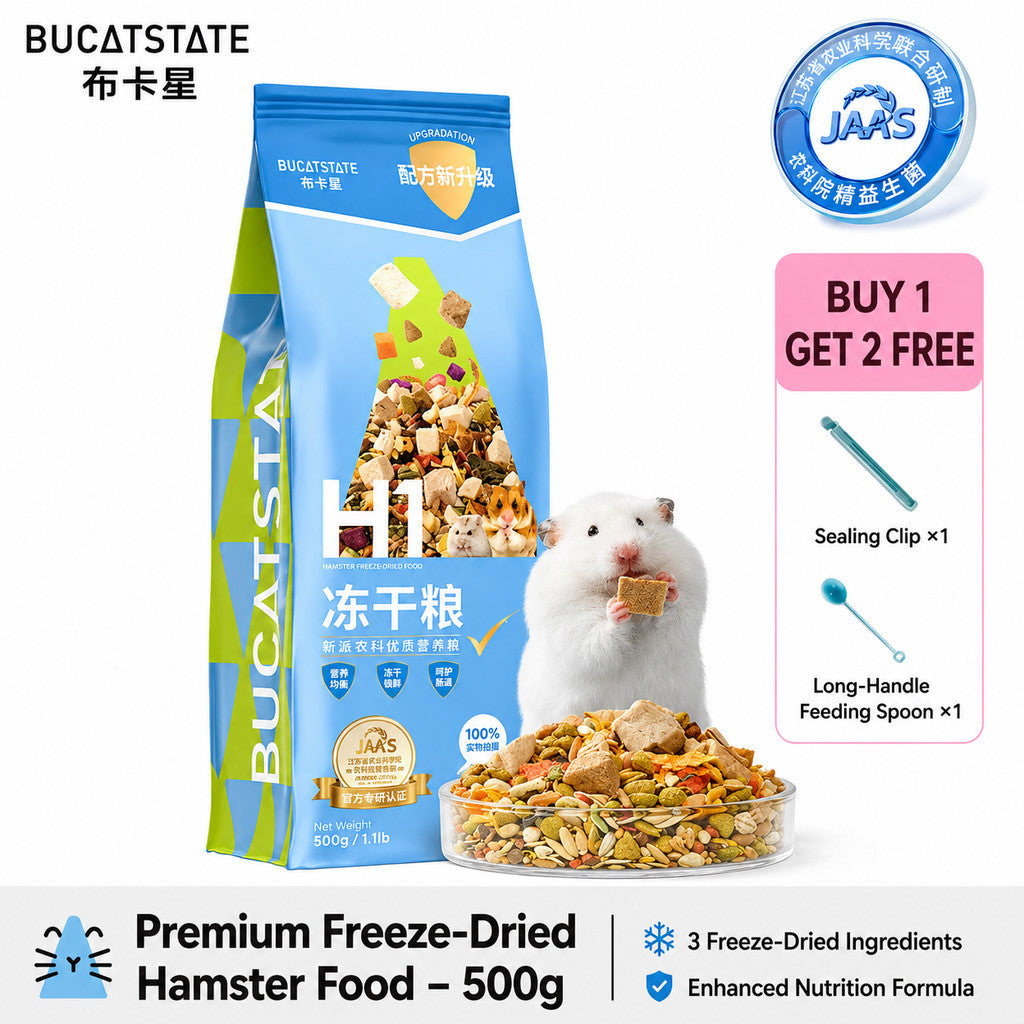 BUCATSTATE H1 | H2 Freeze-Dried Complete Hamster Food with Premium Freeze-Dried Ingredients Probiotic Complex