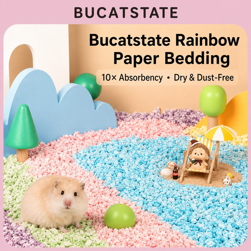 BUCATSTATE Rainbow Paper Granules 1kg – 10× Absorbent Dust-Free Bedding for Hamsters & Small Pets