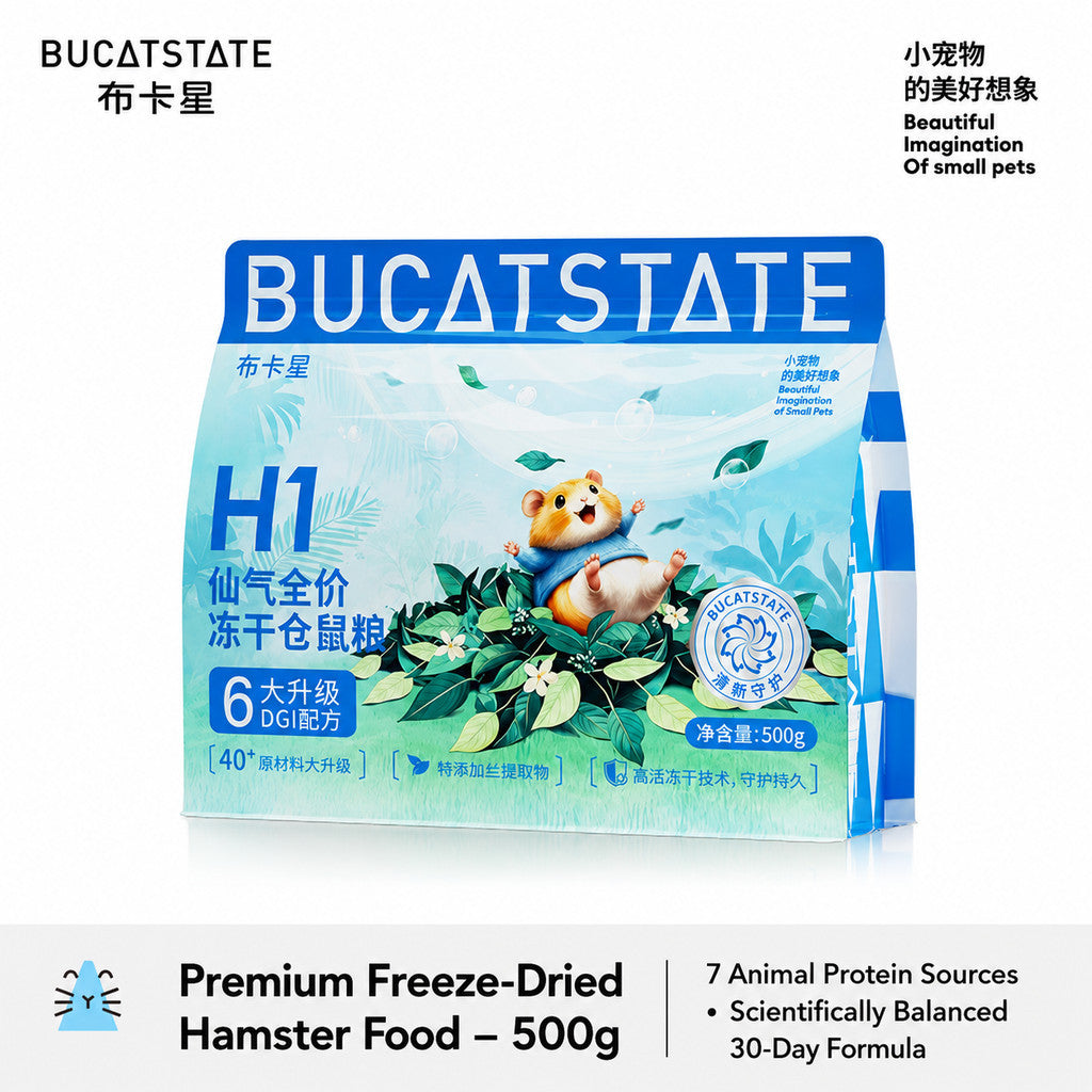 BUCATSTATE H1 | H2 Freeze-Dried Complete Hamster Food with Premium Freeze-Dried Ingredients Probiotic Complex