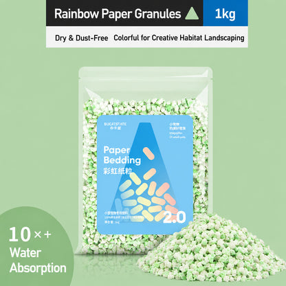 BUCATSTATE Rainbow Paper Granules 1kg – 10× Absorbent Dust-Free Bedding for Hamsters & Small Pets