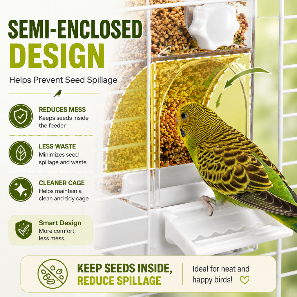 BUCATSTATE Premium Automatic Bird Feeder | Gravity Feeding | Seed Hull Catcher | Budgie Cockatiel Lovebird