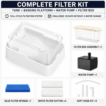 BUCATSTATE Turtle Habitat Tank with Built-in Filtration System Basking Platform & Clear Cover–Leak-Proof Turtle Aquarium