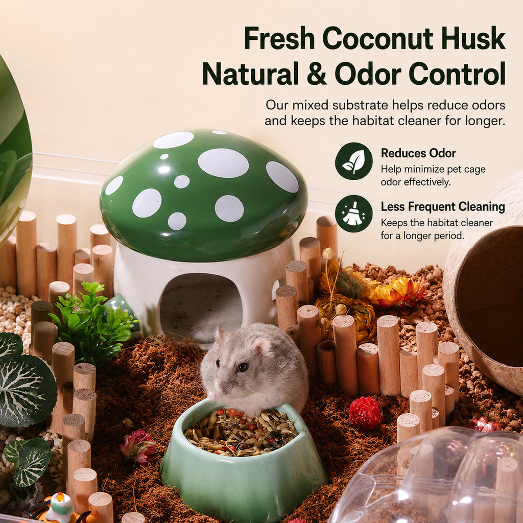 BUCATSTATE Coconut Husk Substrate 4L – Natural Burrowing Bedding for Hamsters, Reptiles & Small Pets