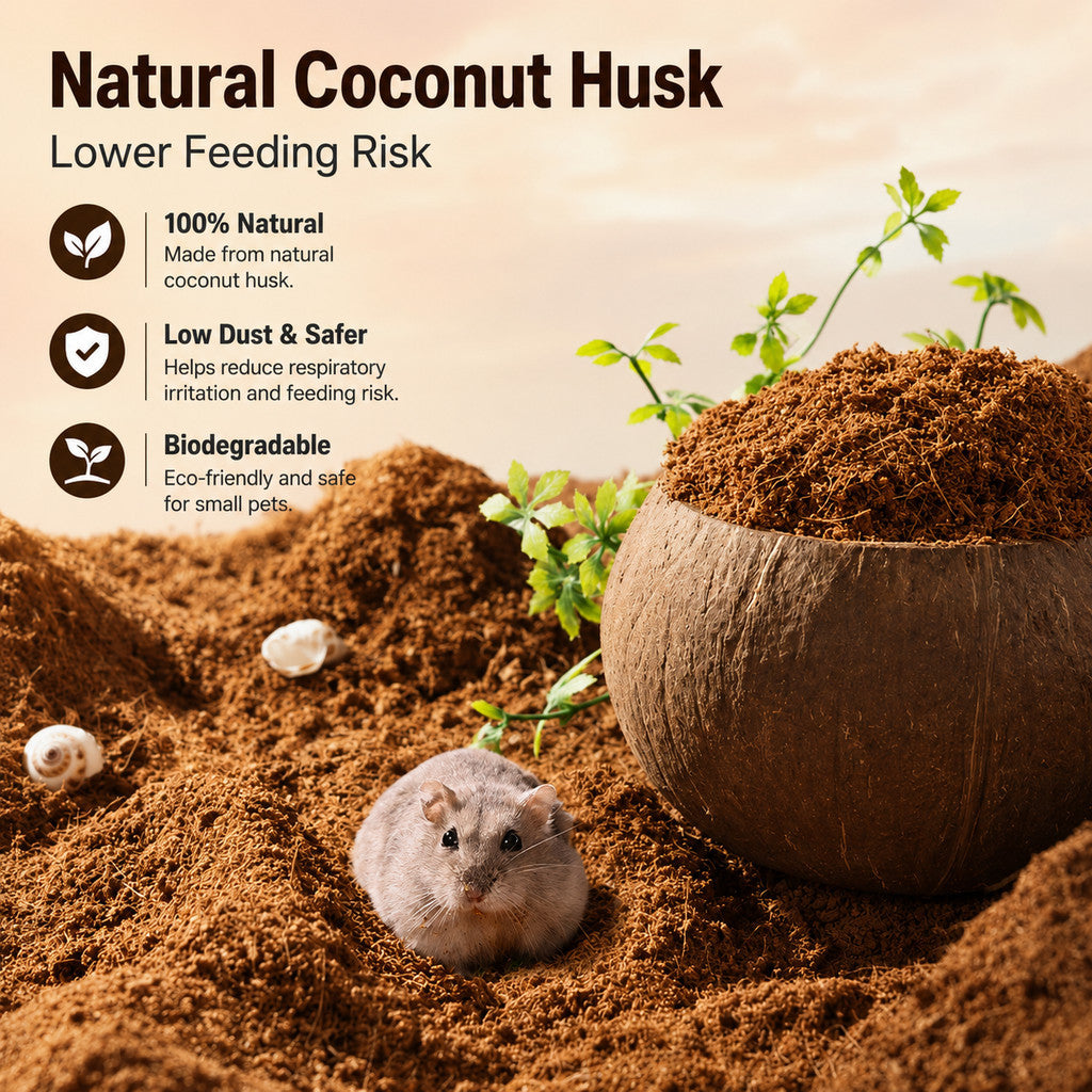 BUCATSTATE Coconut Husk Substrate 4L – Natural Burrowing Bedding for Hamsters, Reptiles & Small Pets