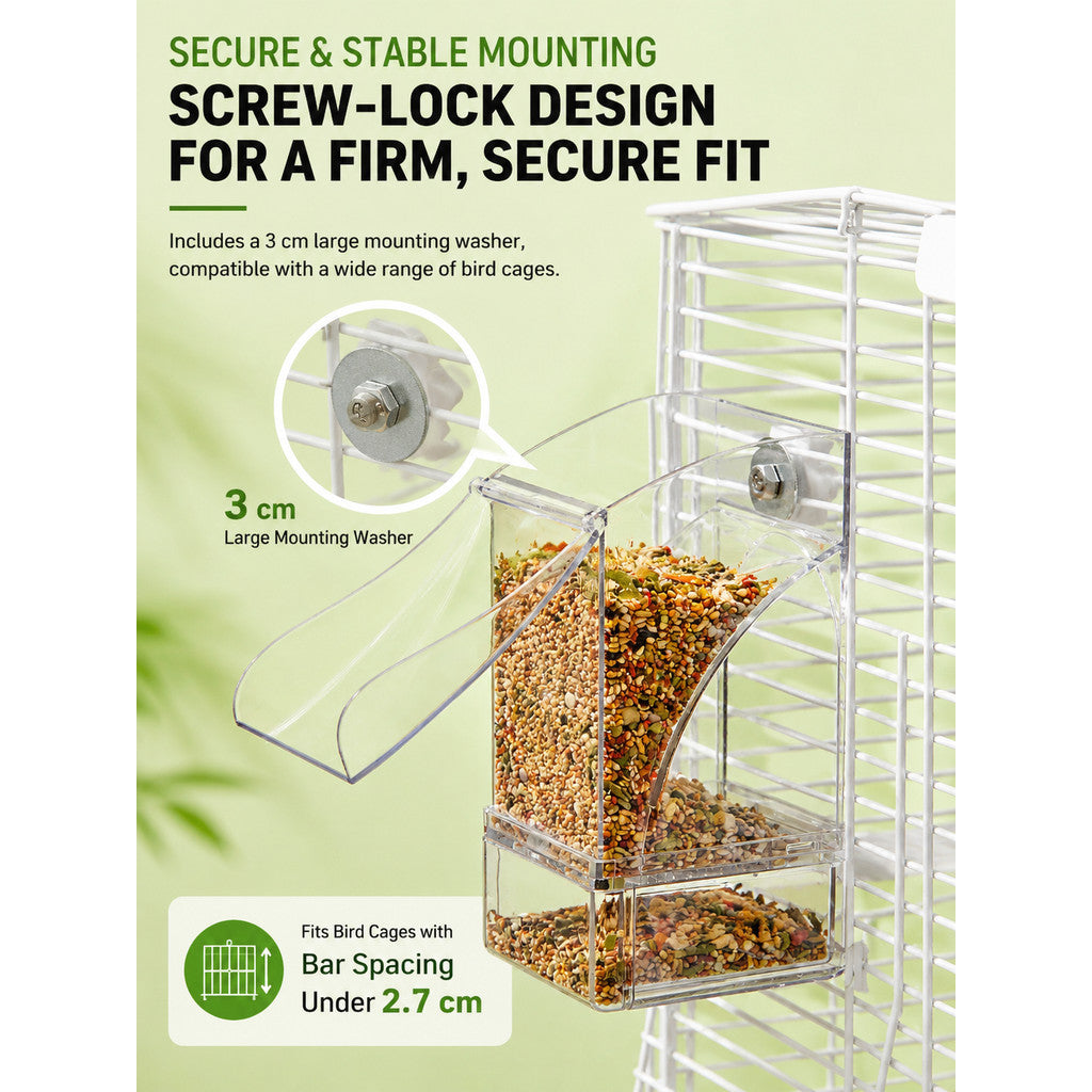 BUCATSTATE Premium Automatic Bird Feeder | Gravity Feeding | Seed Hull Catcher | Budgie Cockatiel Lovebird