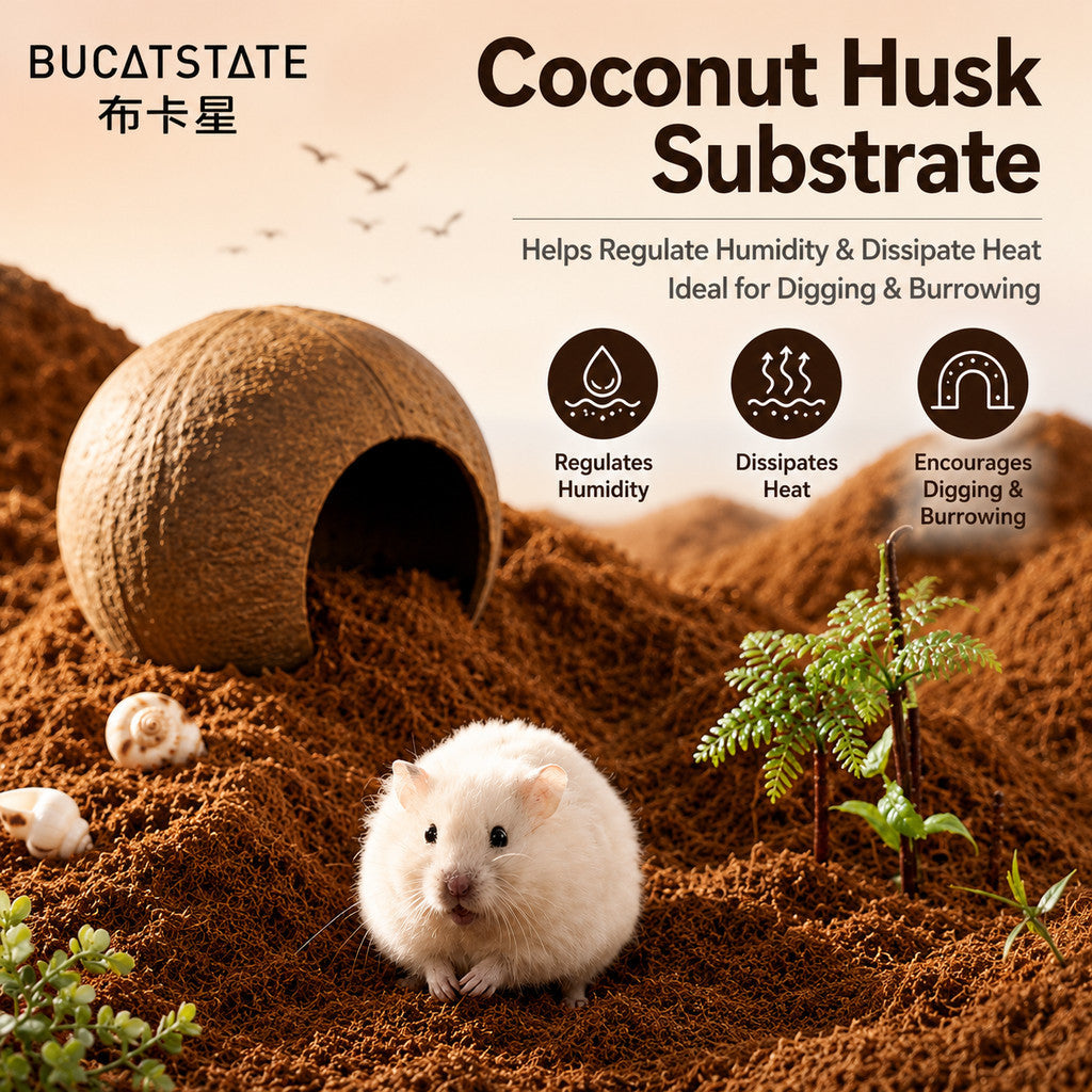 BUCATSTATE Coconut Husk Substrate 4L – Natural Burrowing Bedding for Hamsters, Reptiles & Small Pets