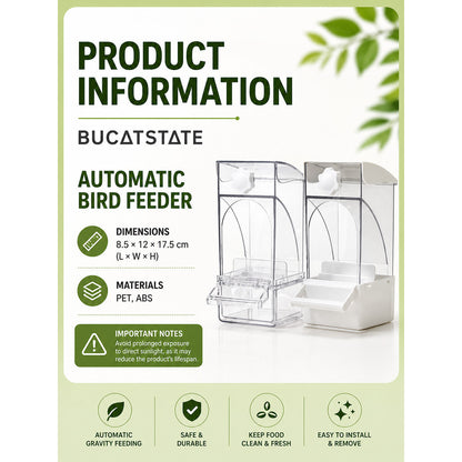BUCATSTATE Premium Automatic Bird Feeder | Gravity Feeding | Seed Hull Catcher | Budgie Cockatiel Lovebird