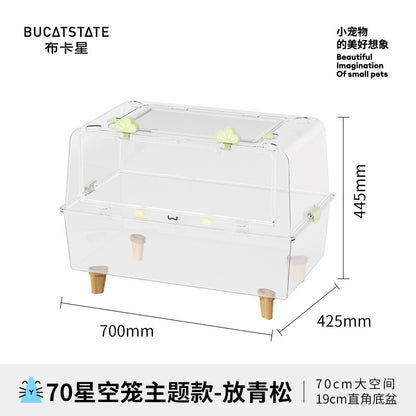 70cm Bucatstate Hamster Cage Acrylic Transparent Crystal Cute Extra Large Luxury Villa Syrian Dwarf