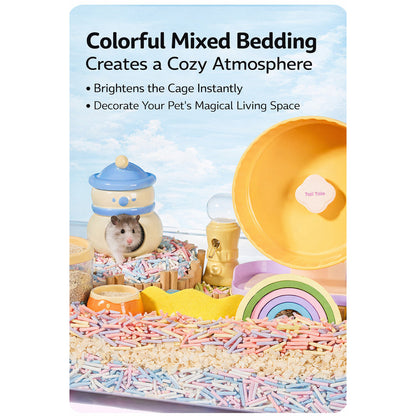 Tail Tale Hamster Rainbow Paper Bedding 360g Effectively Absorbs Odors 100% Virgin Wood Pulp