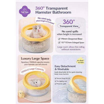 Tail Tale Hamster Bathroom Toilet 360° Transparent Anti-Spill Sand Bath Box (99mm Deep Base)