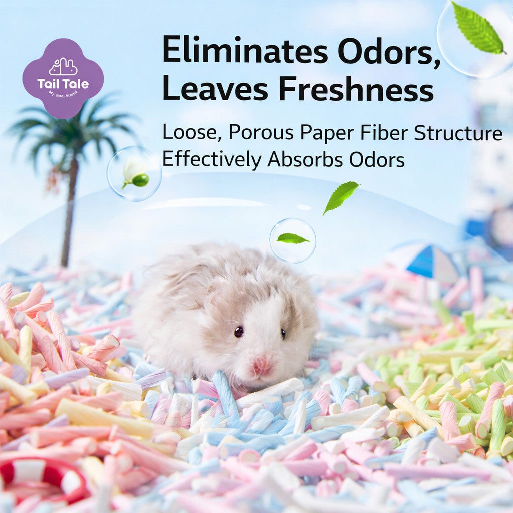 Tail Tale Hamster Rainbow Paper Bedding 360g Effectively Absorbs Odors 100% Virgin Wood Pulp