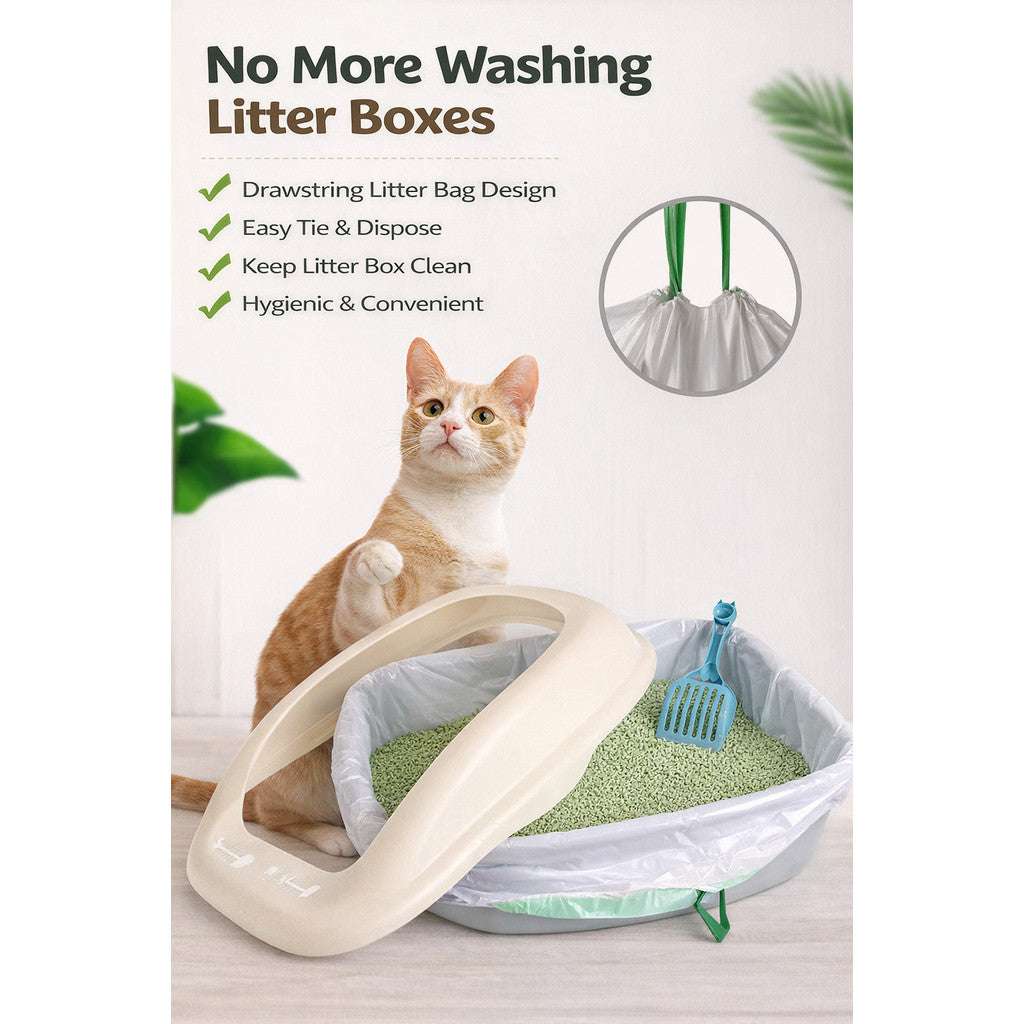 Cat Litter Trash Bags - Drawstring Cat Toilet Disposable Bag, Thickened Drawstring Type Trash Bag, Available In All Size