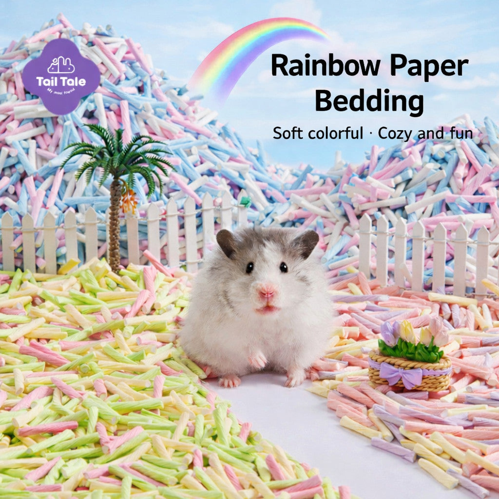 Tail Tale Hamster Rainbow Paper Bedding 360g Effectively Absorbs Odors 100% Virgin Wood Pulp