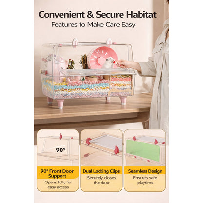 70cm Bucatstate Hamster Cage Acrylic Transparent Crystal Cute Extra Large Luxury Villa Syrian Dwarf