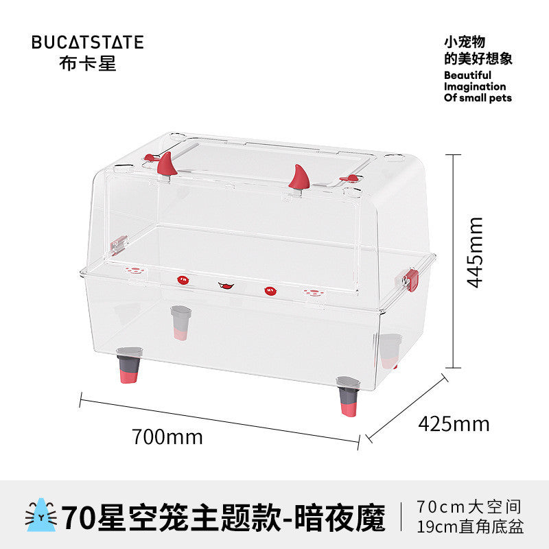 70cm Bucatstate Hamster Cage Acrylic Transparent Crystal Cute Extra Large Luxury Villa Syrian Dwarf