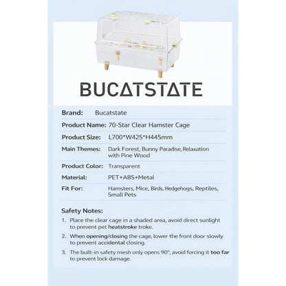 70cm Bucatstate Hamster Cage Acrylic Transparent Crystal Cute Extra Large Luxury Villa Syrian Dwarf Hamster