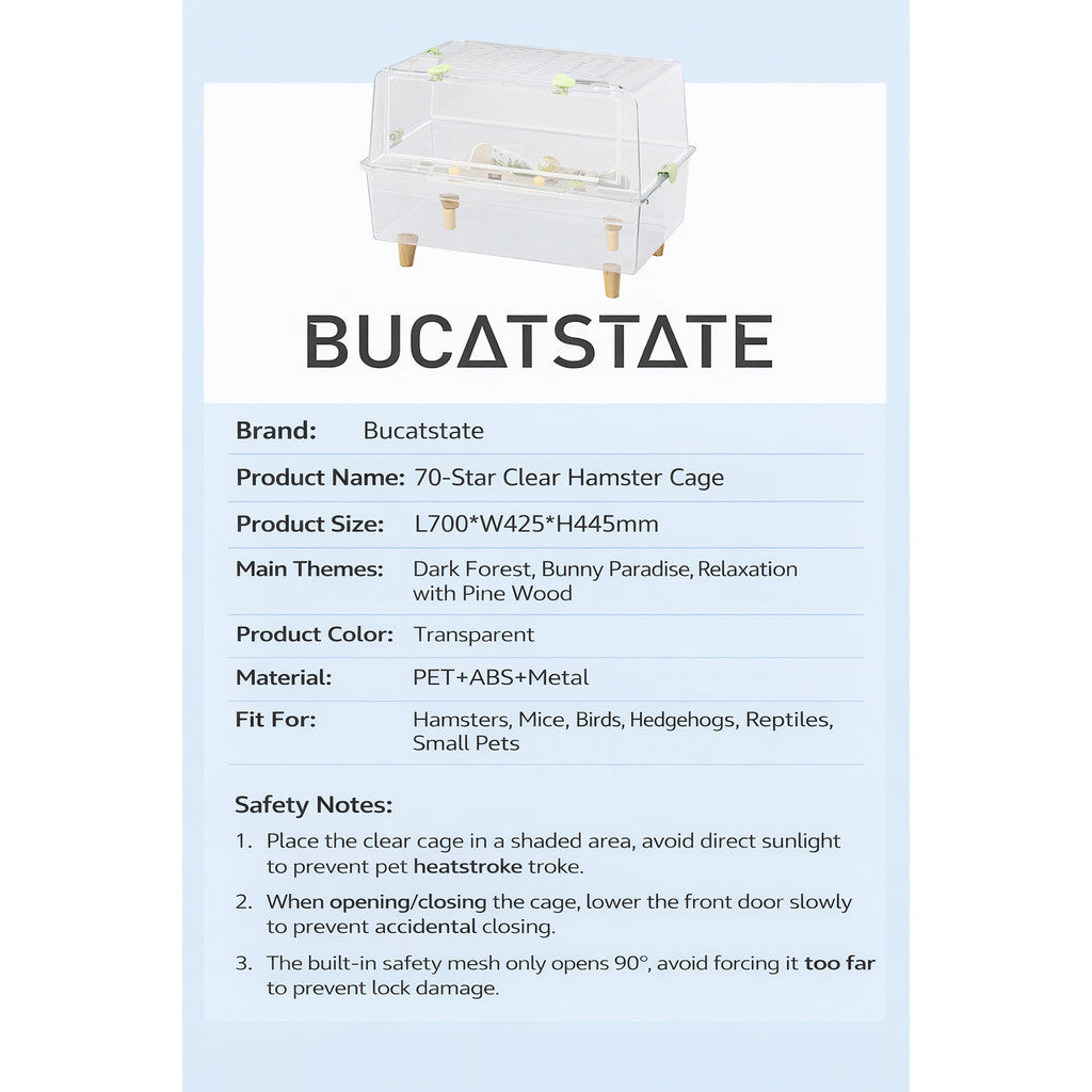 70cm Bucatstate Hamster Cage Acrylic Transparent Crystal Cute Extra Large Luxury Villa Syrian Dwarf