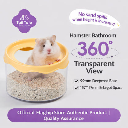 Tail Tale Hamster Bathroom Toilet 360° Transparent Anti-Spill Sand Bath Box (99mm Deep Base)