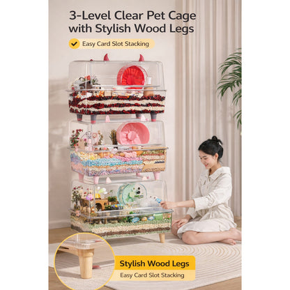 70cm Bucatstate Hamster Cage Acrylic Transparent Crystal Cute Extra Large Luxury Villa Syrian Dwarf Hamster