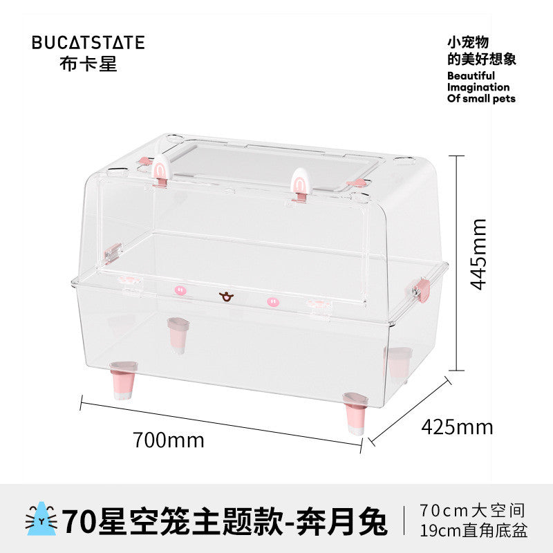 70cm Bucatstate Hamster Cage Acrylic Transparent Crystal Cute Extra Large Luxury Villa Syrian Dwarf Hamster